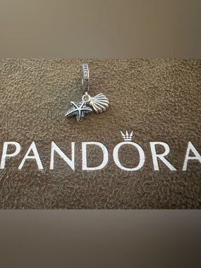 Authentic Pandora Starfish and Sea Shell Dangle Charm